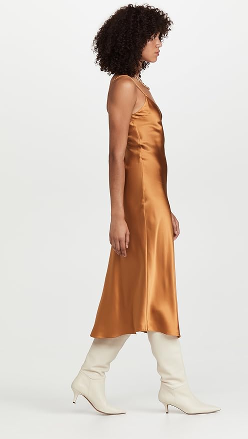 Satin Silk Gold Tan Dress