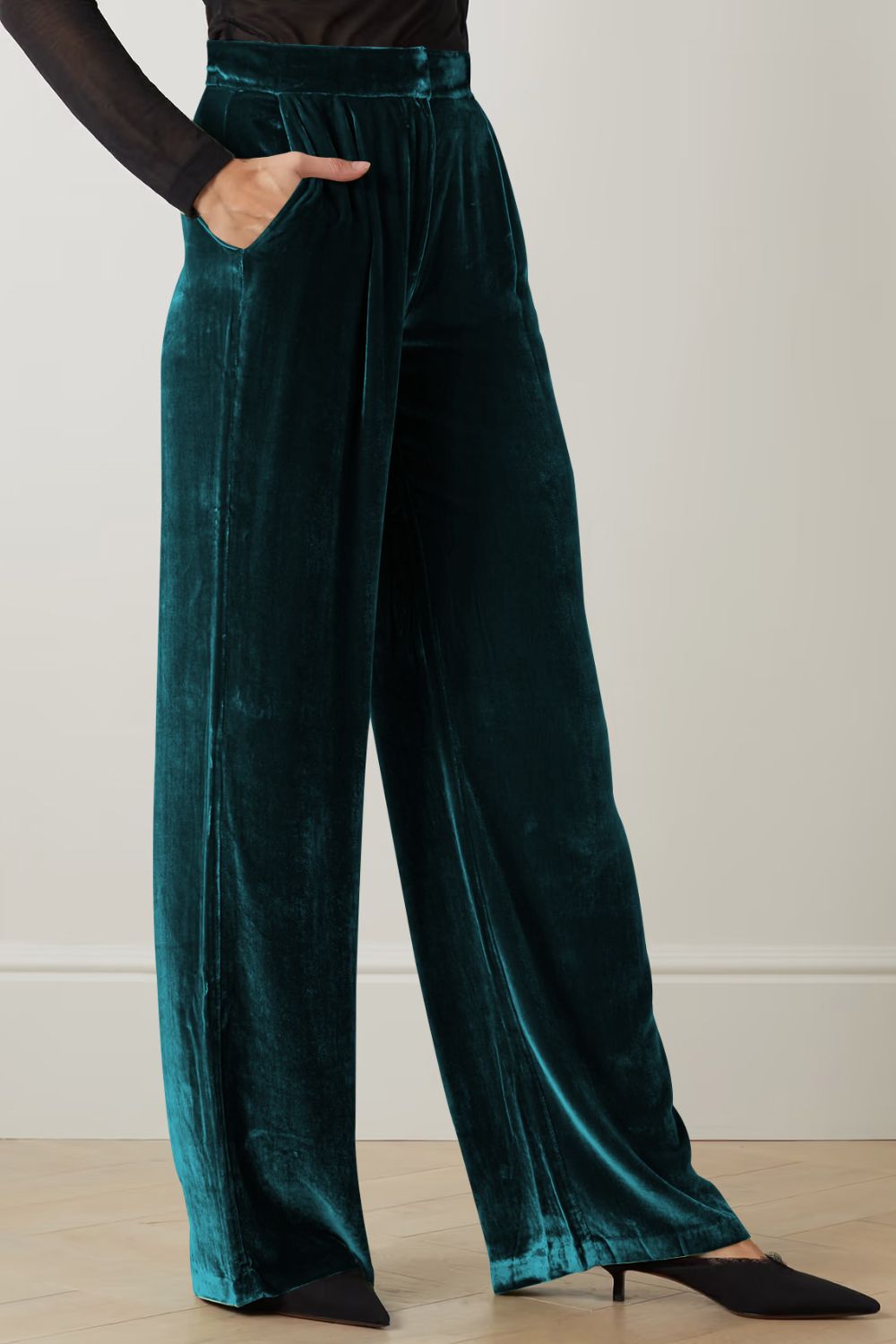Loose Fit High Waist Long Pants with Pockets