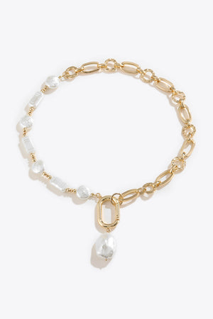 Open image in slideshow, Freshwater Pearl Pendant Chunky Chain Necklace
