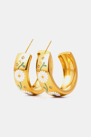 Open image in slideshow, Stainless Steel 18K Gold Plated Ring Shape C-Hoop Earrings
