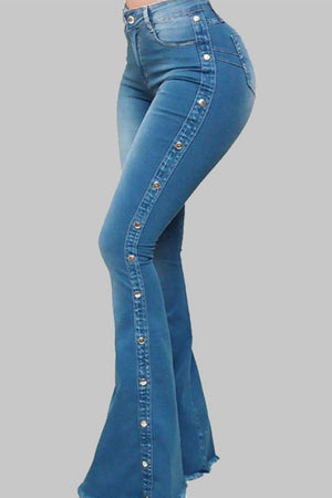 Open image in slideshow, Button Detail Flare Jeans
