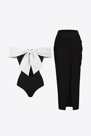 Open image in slideshow, Contrast Bow Detail Two-Piece Swim Set
