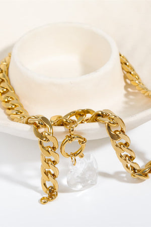 Acrylic Heart Pendant Curb Chain Necklace