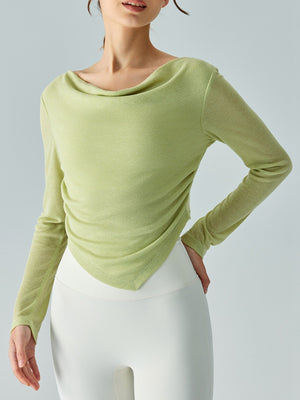 Open image in slideshow, Cowl Neck Long Sleeve Sports Top
