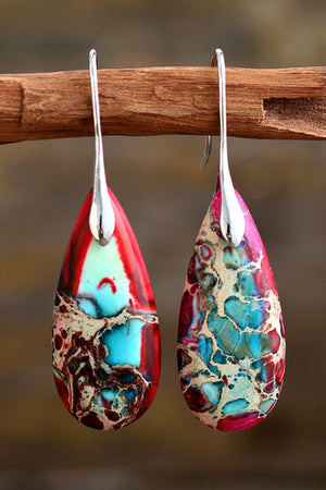Open image in slideshow, Handmade Teardrop Shape Natural Stone Dangle Earrings
