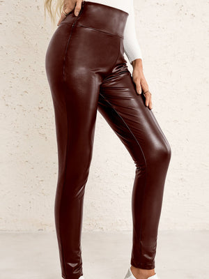 Open image in slideshow, Double Take PU High Waist  Straight Pants
