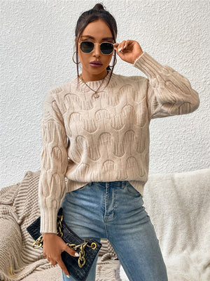 Open image in slideshow, Round Neck Long Sleeve Sweater
