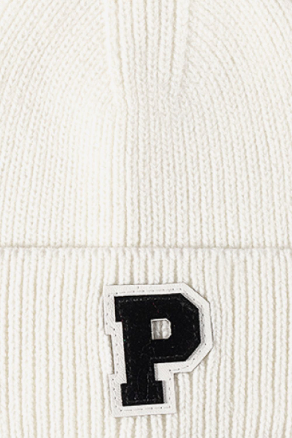 Letter Patch Cuffed Knit Beanie